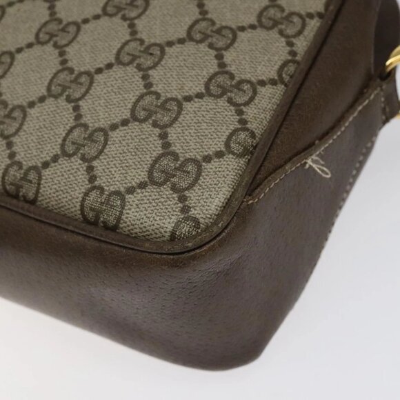 GUCCI GG Supreme Web Sherry Line Shoulder Bag PVC Beige Gold Red Auth BA1924 - Picture 2 of 15